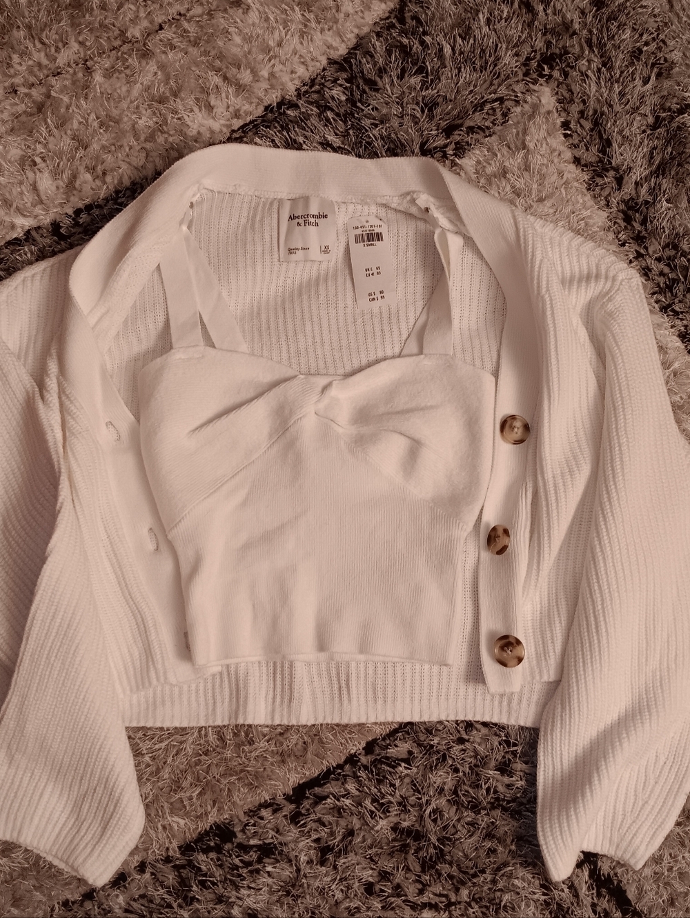 Abercrombie & Fitch Cropped Sweater & Tank Top 2Pc Set White Size XSmall NWT